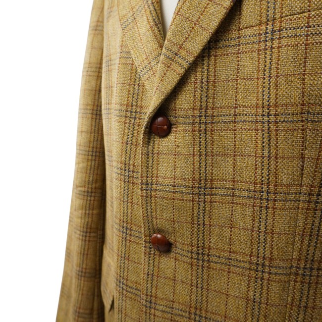 Blazer Monopetto Vintage Yves Saint Laurent Uomo Beige a Quadri – 100% Lana Vergine – Taglia 52