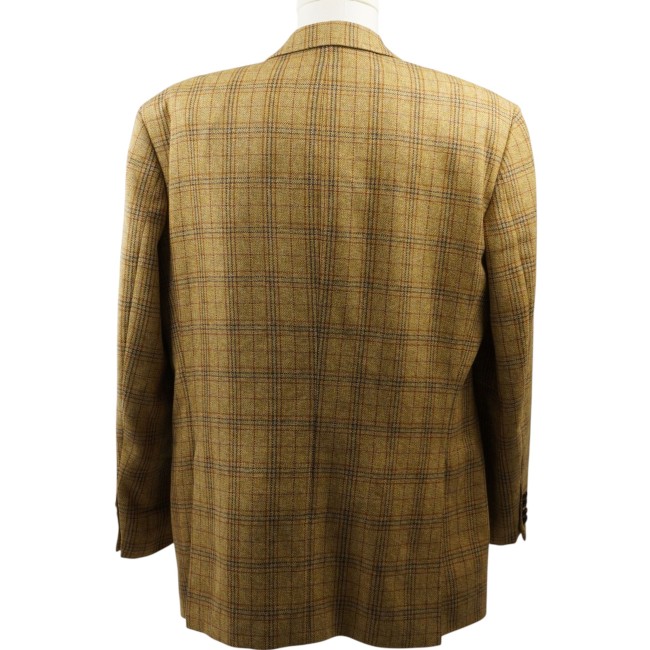 Blazer Monopetto Vintage Yves Saint Laurent Uomo Beige a Quadri – 100% Lana Vergine – Taglia 52