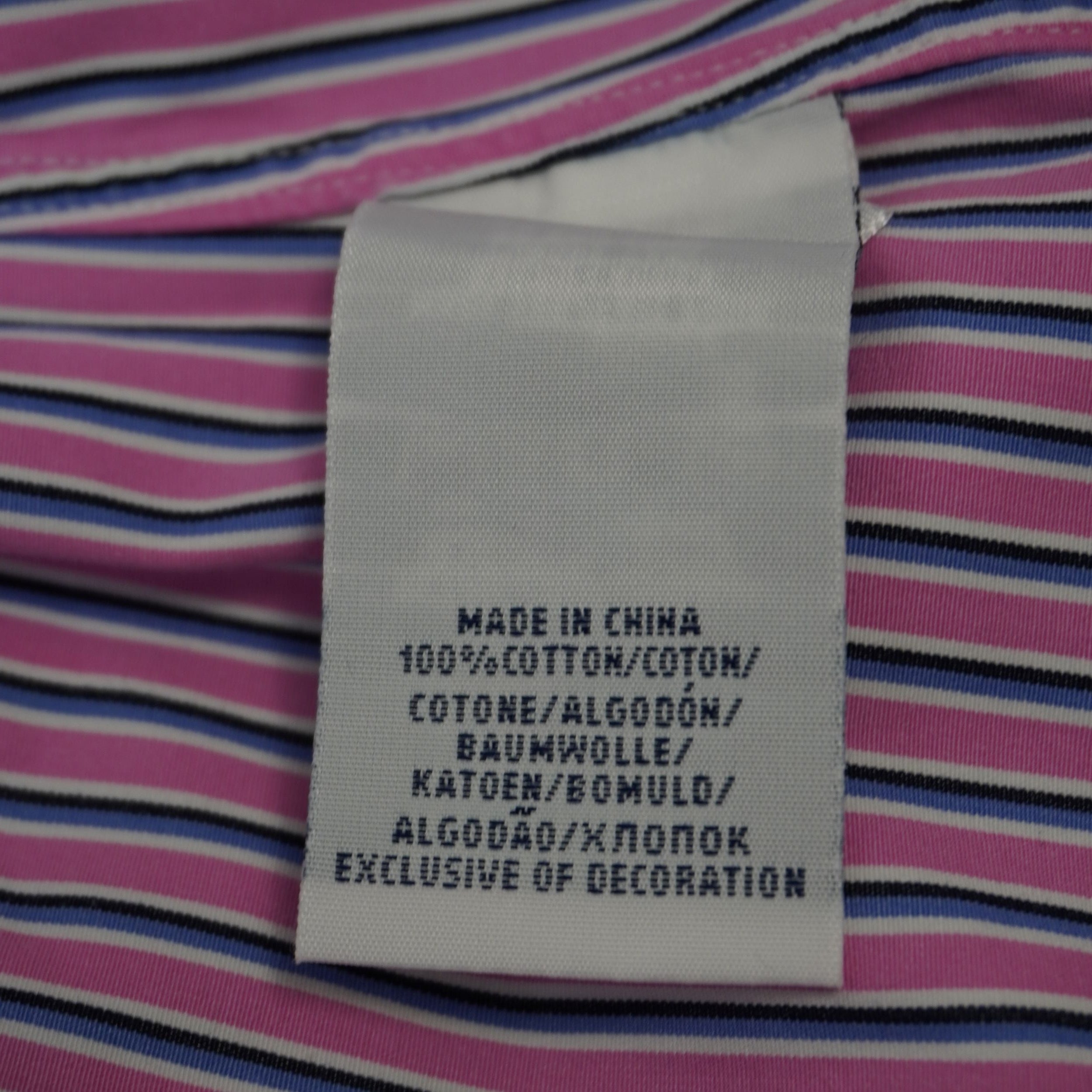 Camicia uomo Polo Ralph Lauren a righe verticali rosa, blu e bianche, modello Custom Fit, etichetta