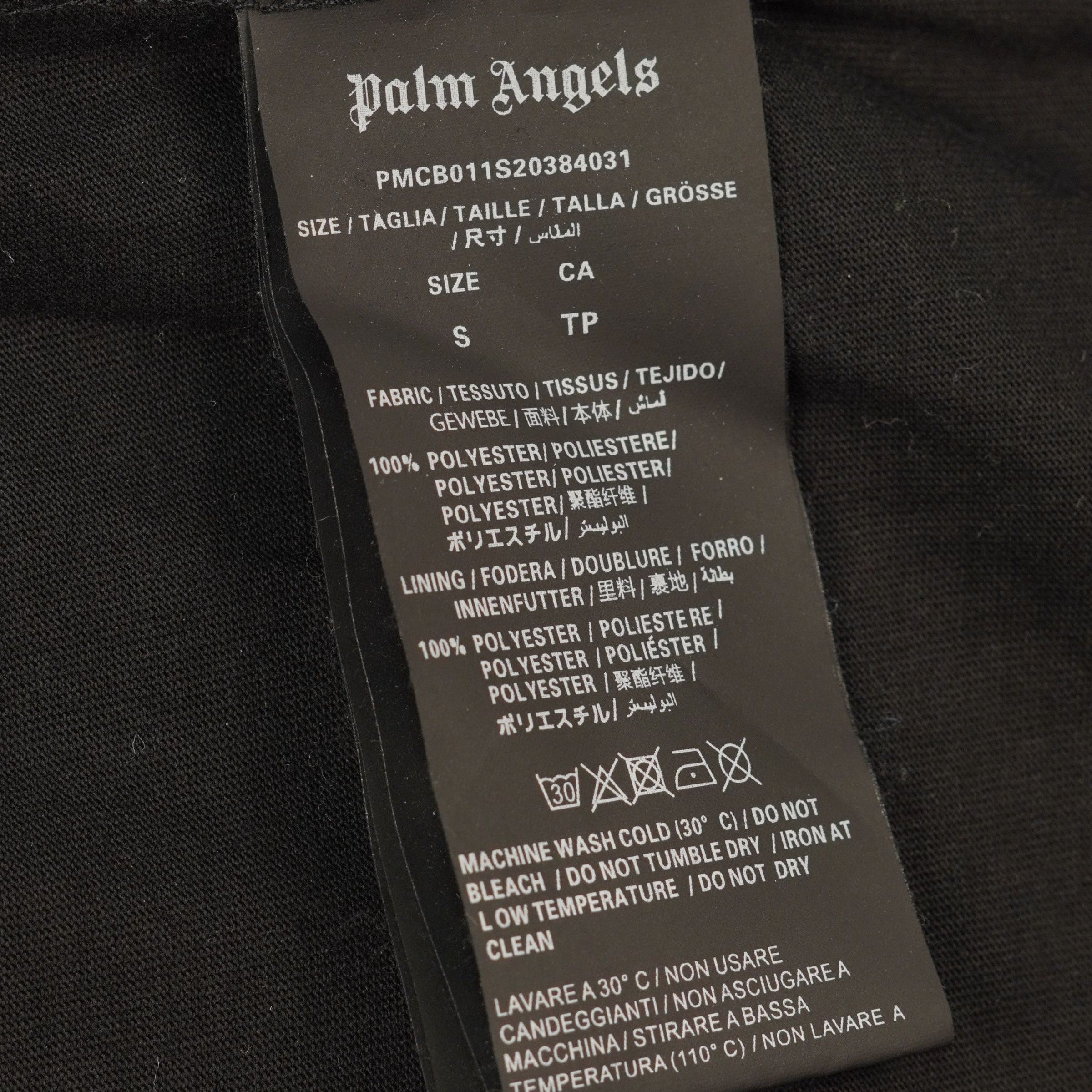 T-shirt Palm Angels "Logo Over" – Nera con Scritta Gotica al Collo – Taglia S (Oversize Fit)