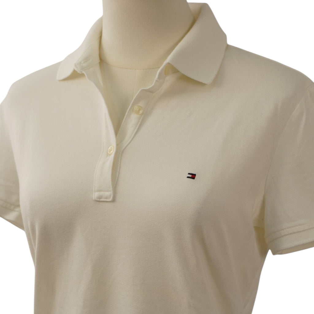 Polo Tommy Hilfiger Donna "Essential" – Bianca/Avorio – Slim Fit – Cotone