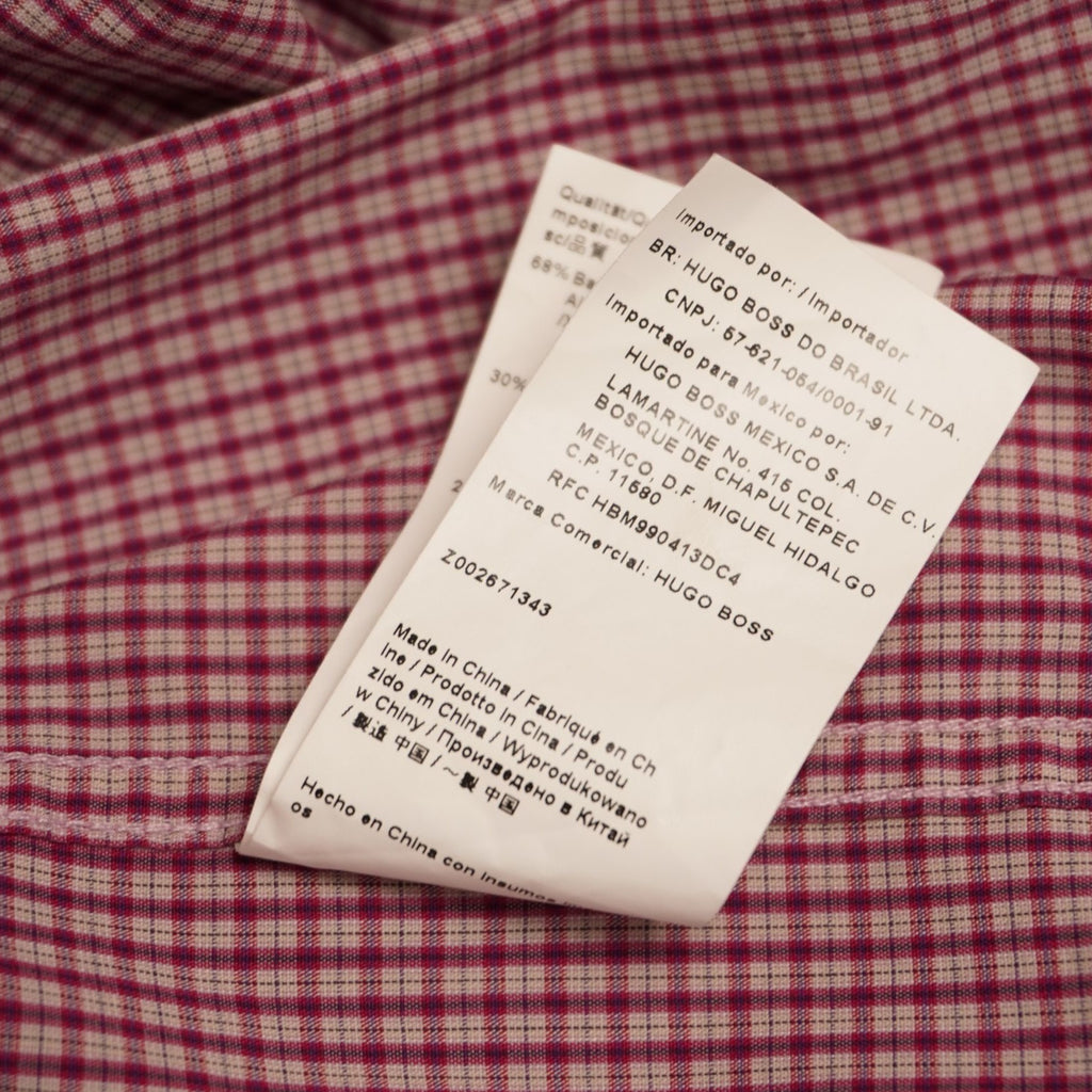 Camicia BOSS Orange Uomo - Micro Quadri Rosso e Bianco