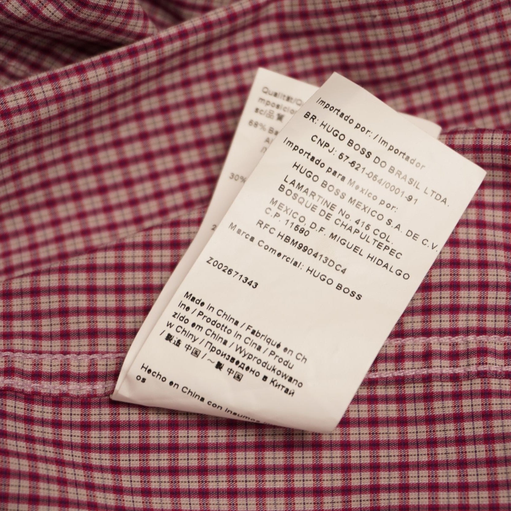 Camicia BOSS Orange Uomo - Micro Quadri Rosso e Bianco