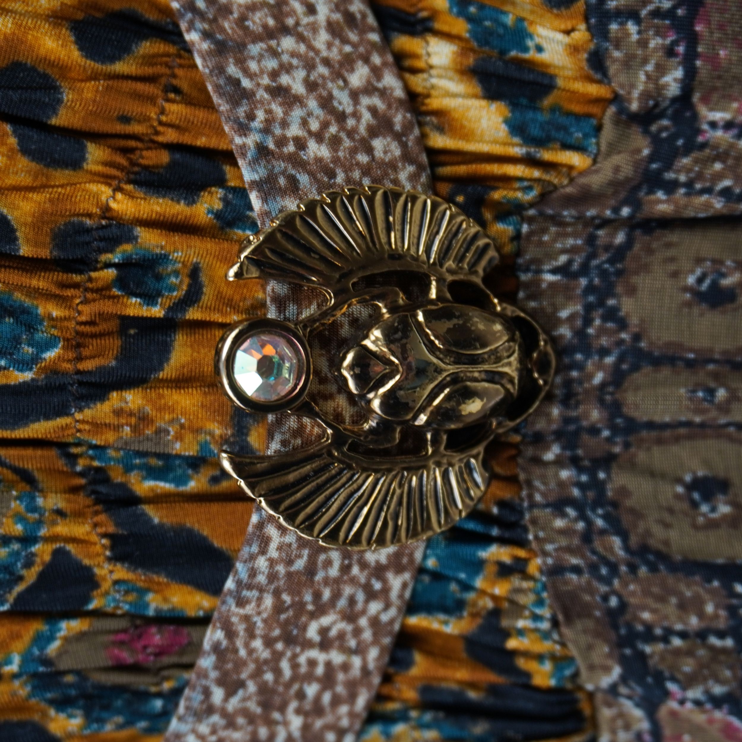 Abito Class Roberto Cavalli - Maxi Dress Boho-Chic con Fibbia Scarabeo