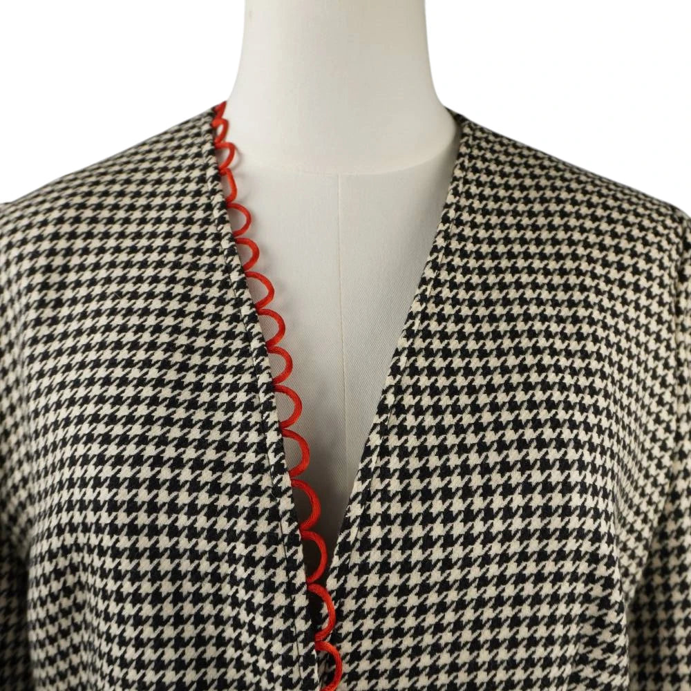 Tailleur Vintage Gai Mattiolo Couture in 100% Lana Pied-de-Poule con Bottone Gioiello – Taglia 44