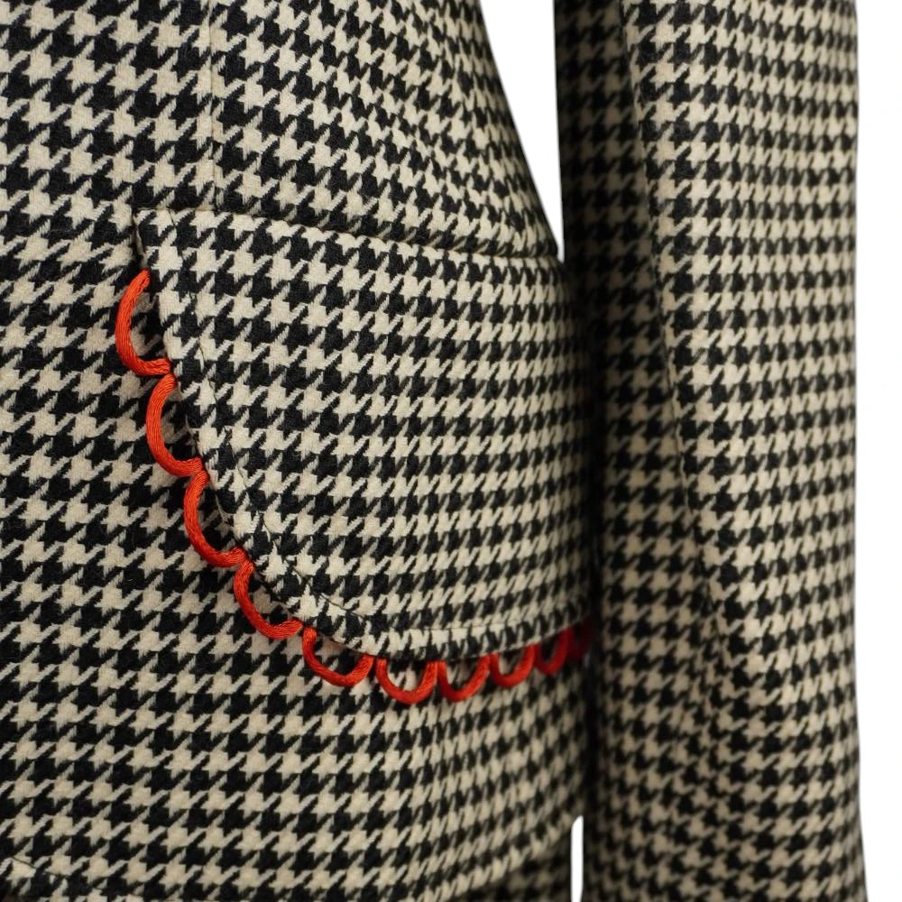 Tailleur Vintage Gai Mattiolo Couture in 100% Lana Pied-de-Poule con Bottone Gioiello – Taglia 44