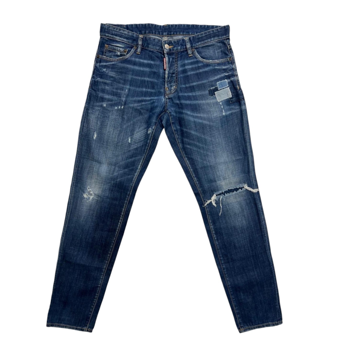 Jeans Dsquared2 "Patch & Rip" – Lavaggio Vintage Distressed – Taglia 48 IT (Slim Fit)