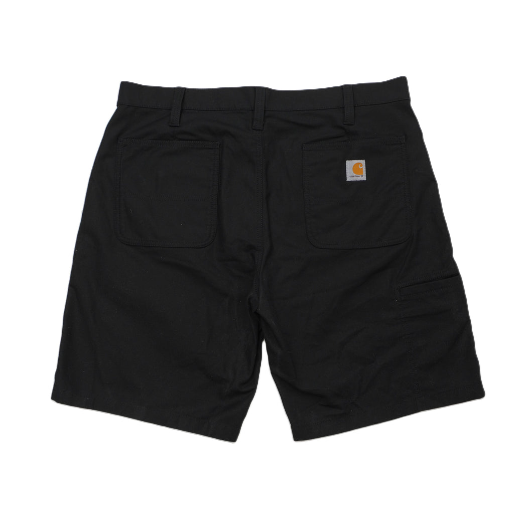 Retro dei bermuda neri d'archivio Carhartt WIP che mostra il taglio dritto, i passanti larghi e le tasche posteriori