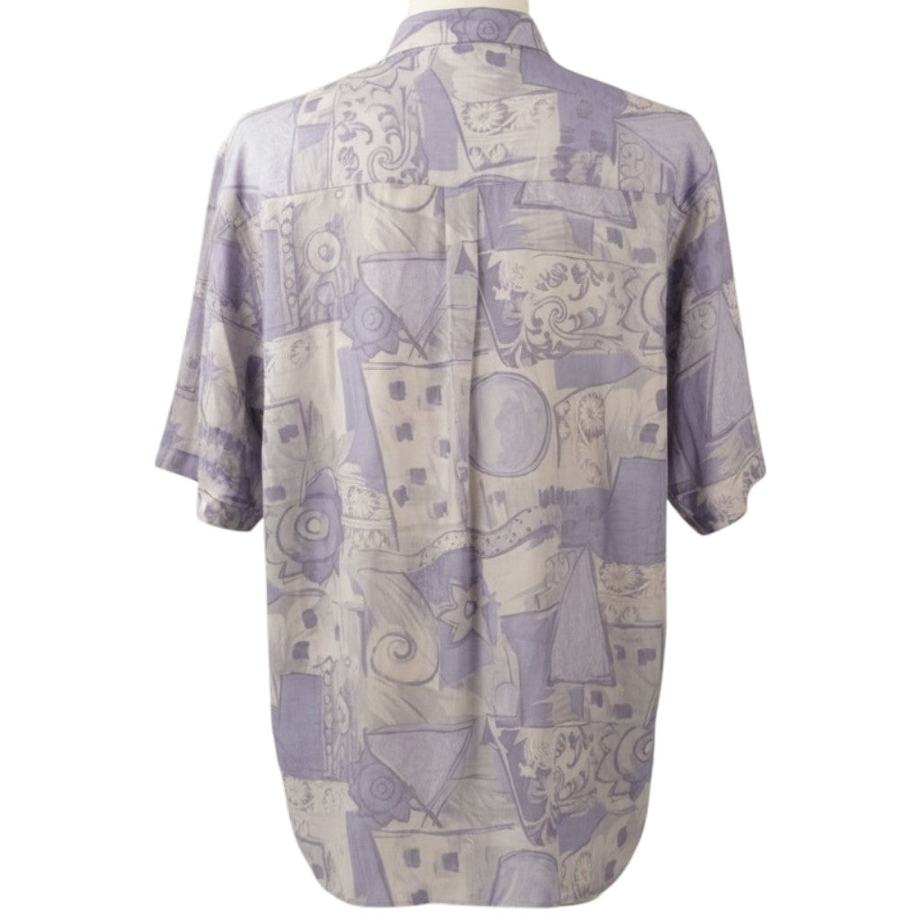 Vista posteriore della camicia a maniche corte Angelo Litrico anni 80 90 con pattern pastello