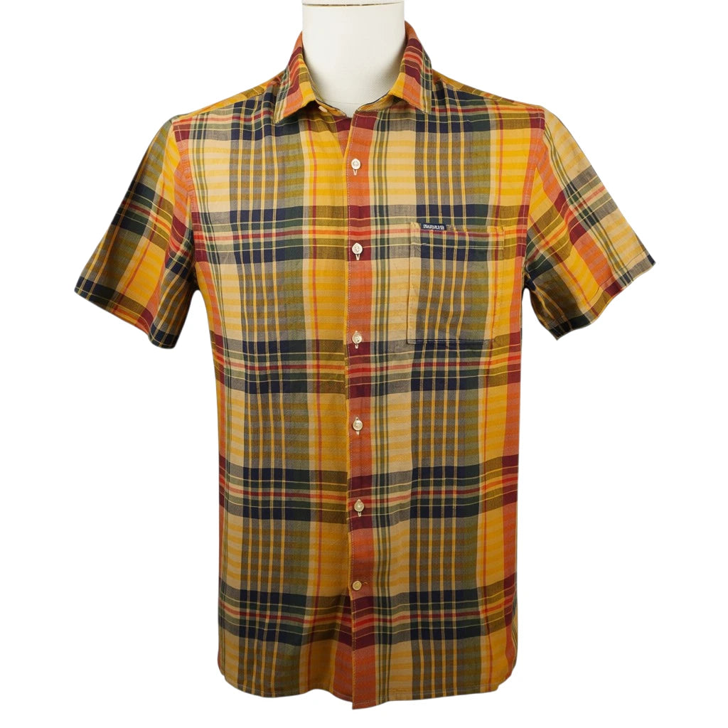Camicia Barbour Weymouth uomo a maniche corte a quadri Madras gialli e arancioni