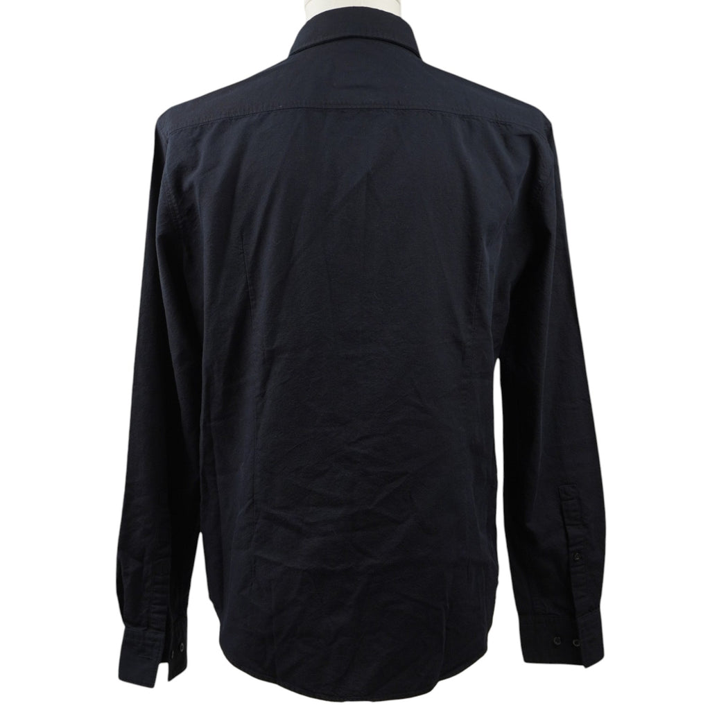 Camicia slim fit nera HUGO by HUGO BOSS in 100% cotone, vista posteriore completa.