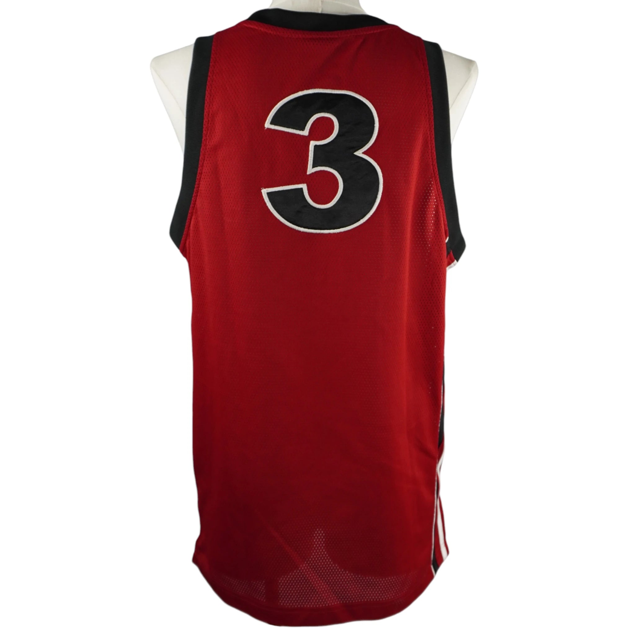 Retro canotta basket uomo Adidas rossa con maxi numero 3 nero in tessuto mesh