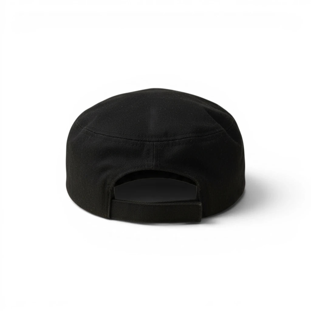 Vista posteriore del cappellino a corona piatta Hard Rock Cafe con chiusura regolabile a strappo in velcro nero