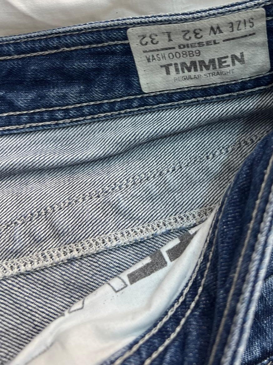 Jeans uomo Diesel Industry Timmen W32 L32, denim blu scuro effetto vissuto - dettaglio modello