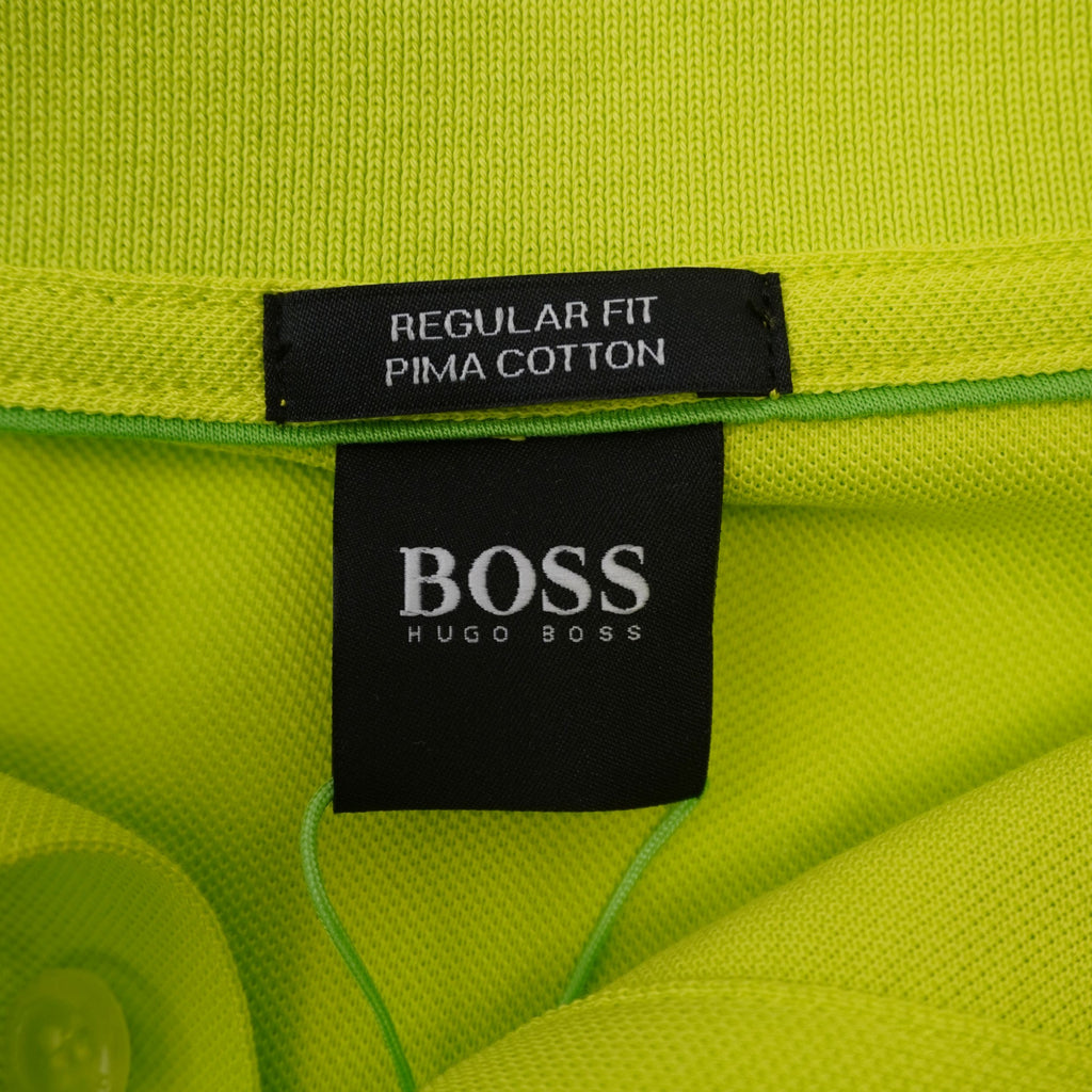 Etichetta nera sul colletto BOSS Hugo Boss Regular Fit Pima Cotton della polo verde lime
