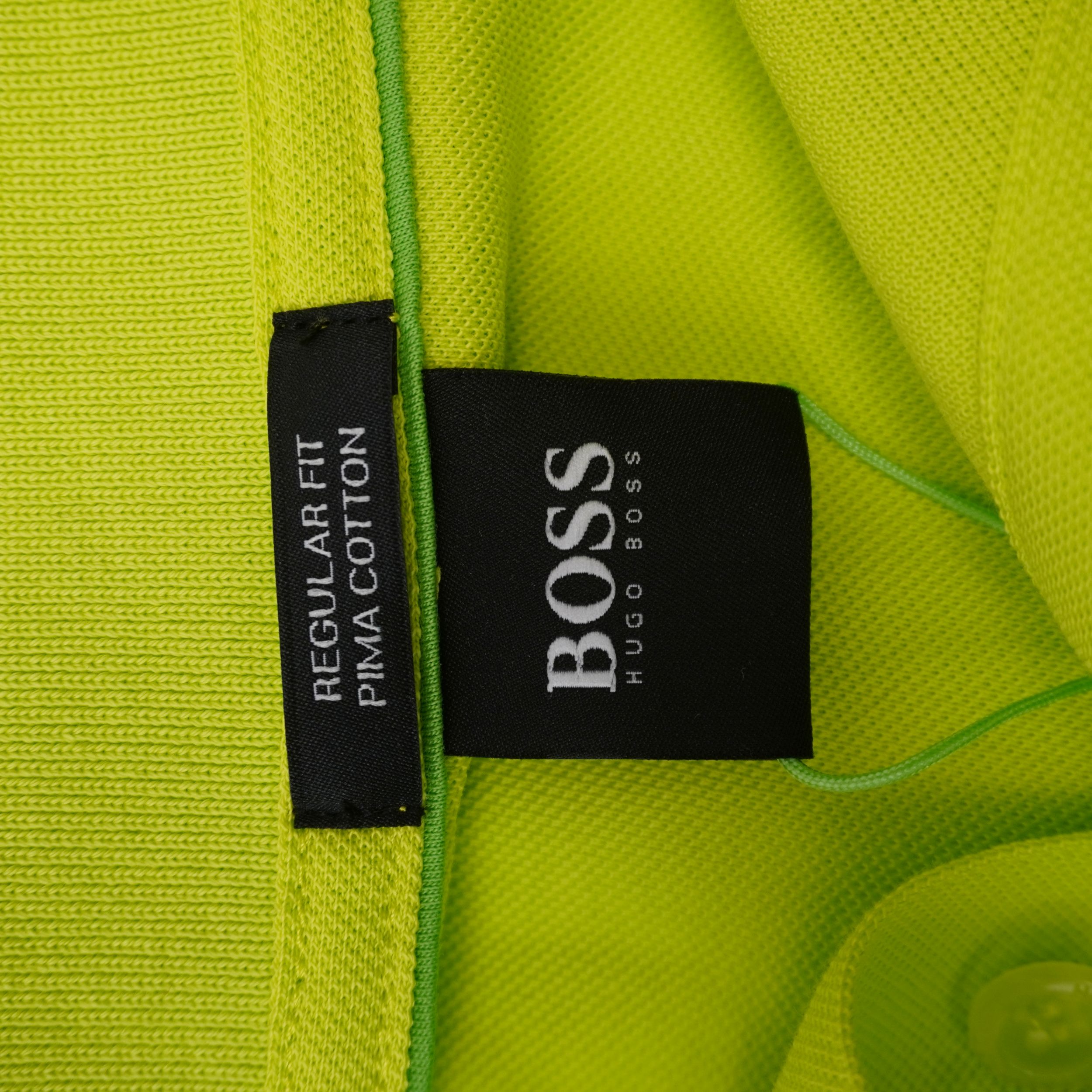 Etichetta nera sul colletto BOSS Hugo Boss Regular Fit Pima Cotton della polo verde lime