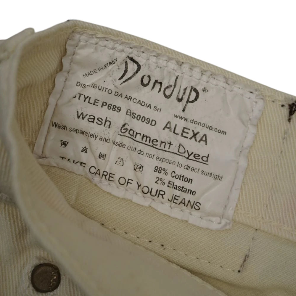 Etichetta interna in tessuto Dondup Alexa con istruzioni di lavaggio e composizione cotone elastan