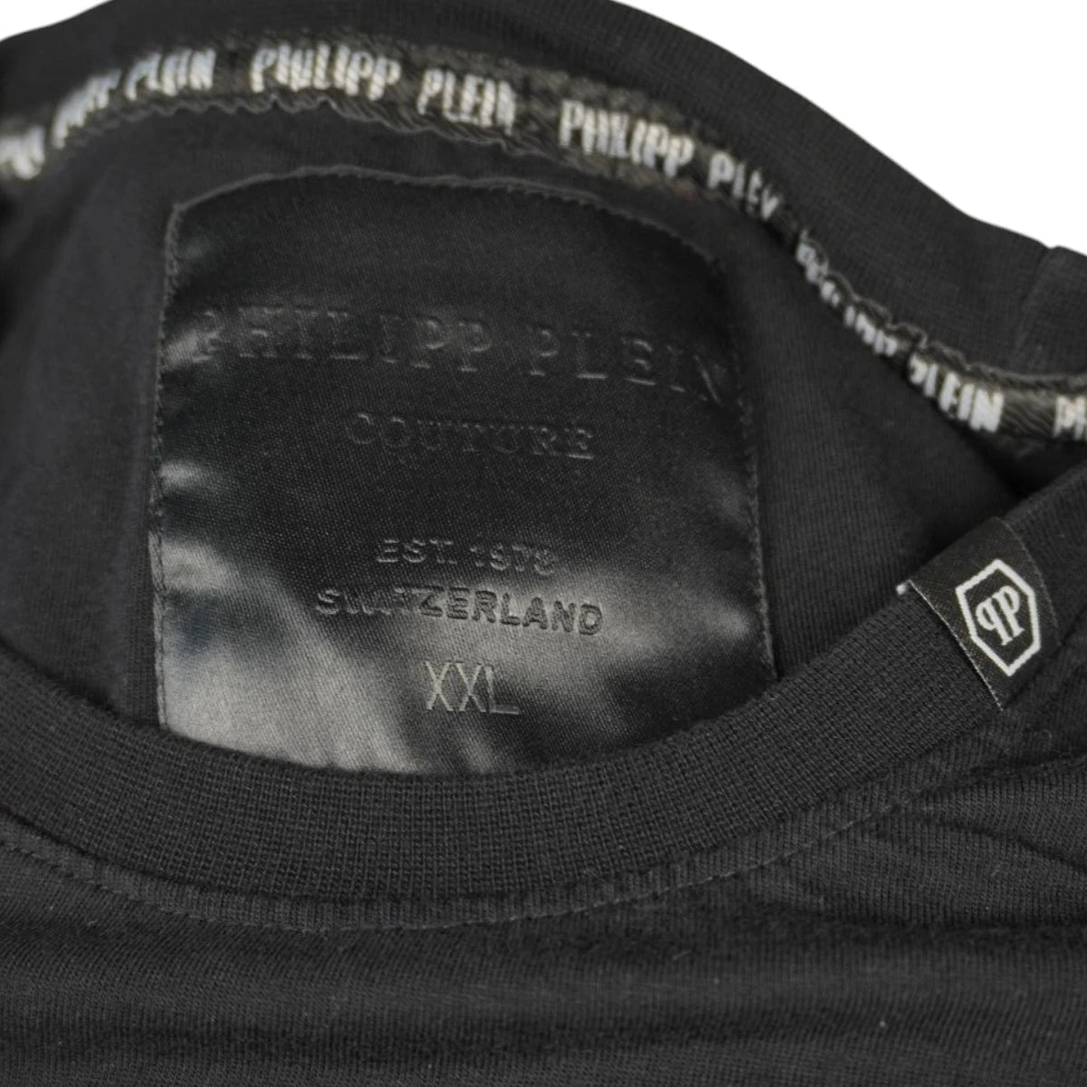 Etichetta interna Philipp Plein Couture colletto con taglia XXL e nastro logato