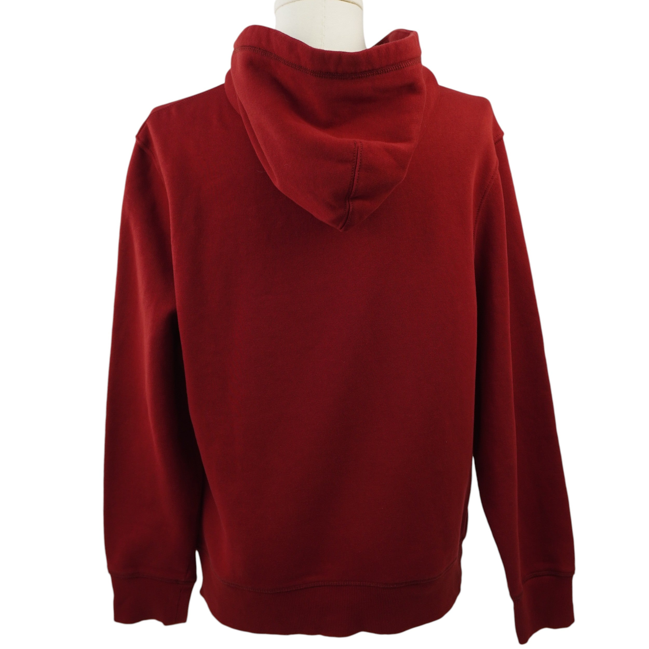 Vista posteriore intera della felpa con cappuccio vintage Tommy Hilfiger bordeaux.