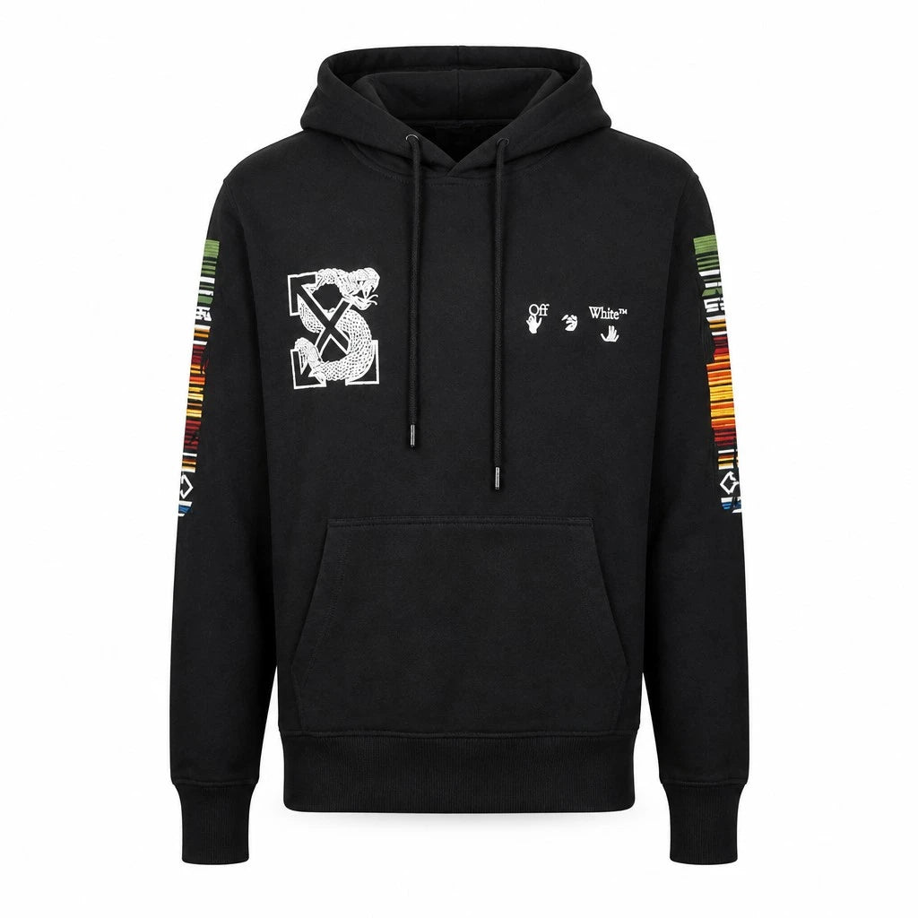 Felpa con cappuccio uomo Off-White Snake Arrows nera vista frontale completa