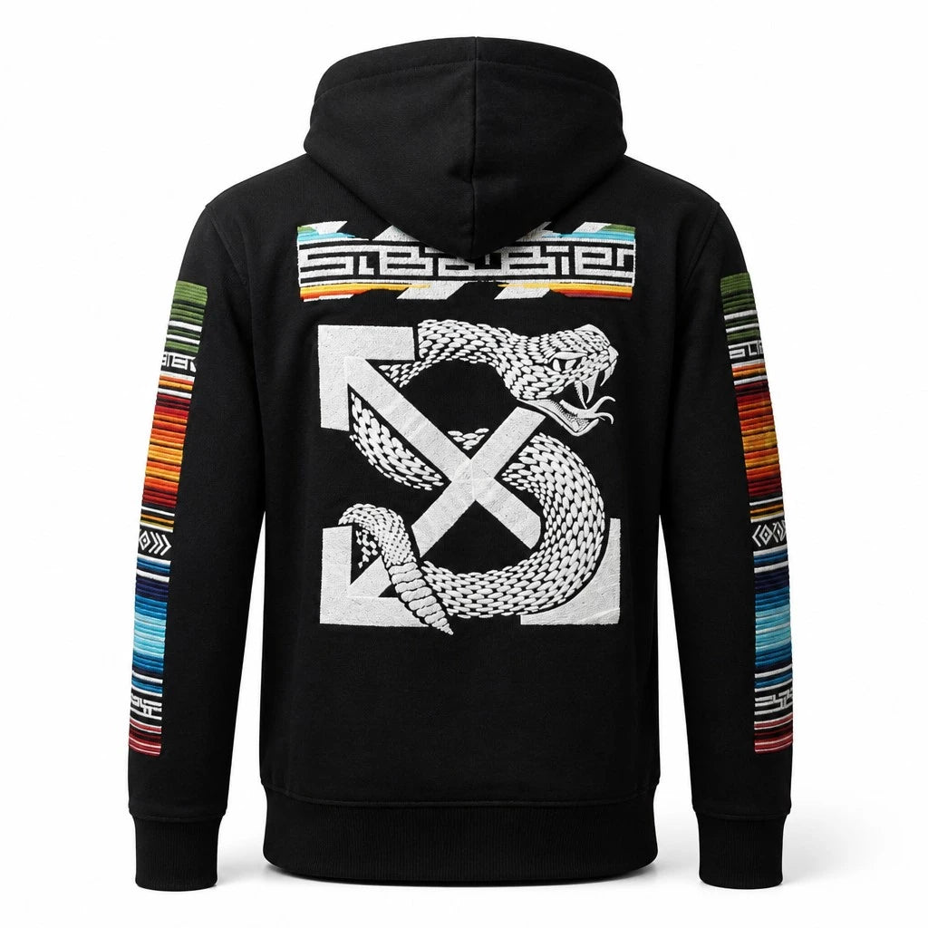 Felpa con cappuccio Off-White Snake Arrows nera vista posteriore completa