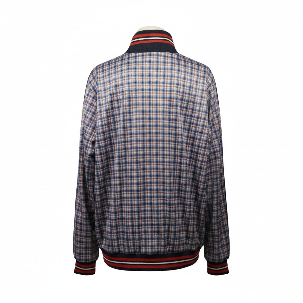 Retro giacca uomo Lonsdale Burmarsh a quadri tartan con colletto alto e bordi a coste