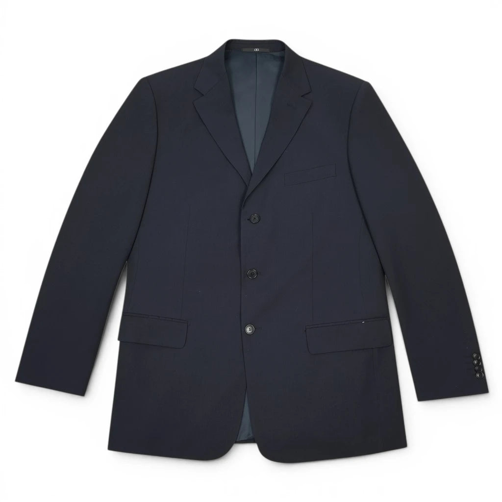  Giacca da abito monopetto Valentino uomo blu scuro vista frontale a tre bottoni.