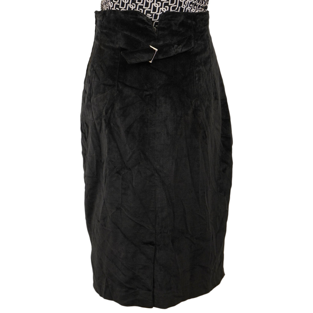 Retro della pencil skirt d'archivio Kenzo Paris di colore nero intenso con chiusura posteriore a cerniera