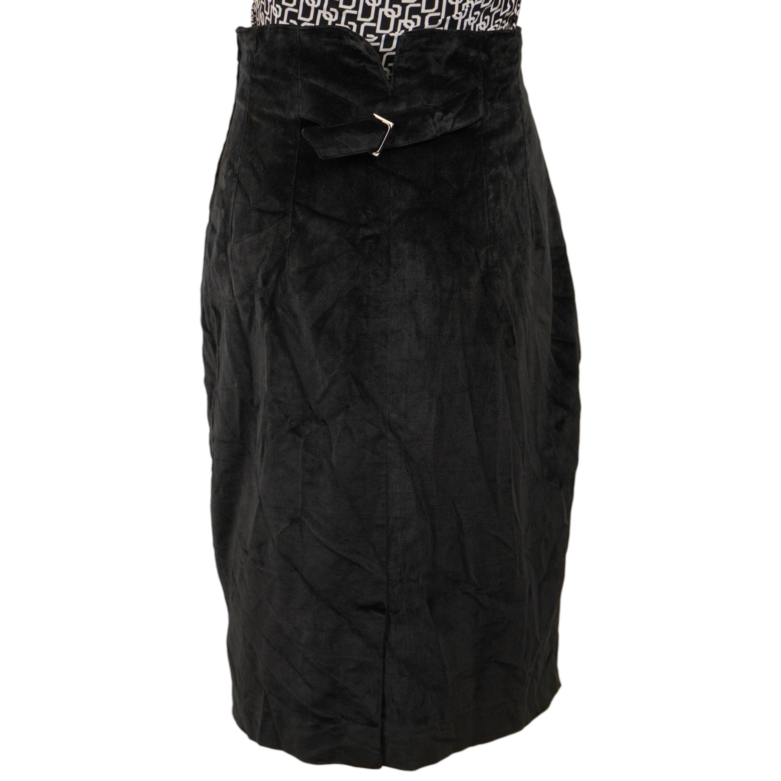 Retro della pencil skirt d'archivio Kenzo Paris di colore nero intenso con chiusura posteriore a cerniera