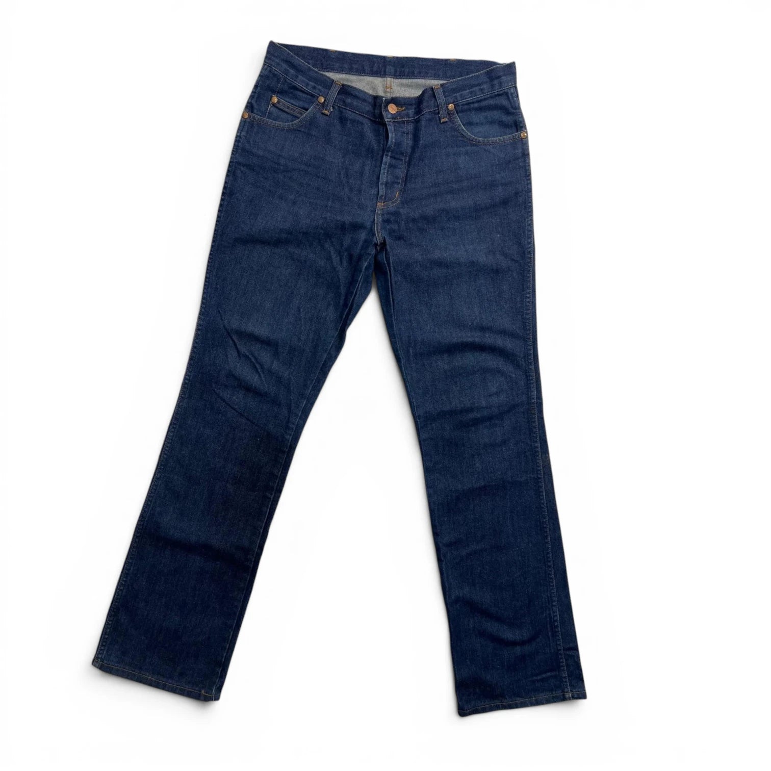 Jeans da uomo Wrangler Cowboy Cut in denim pesante blu scuro a gamba dritta
