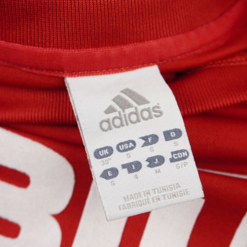 Etichetta interna originale adidas del 2008 cucita sul colletto con loghi e taglia S