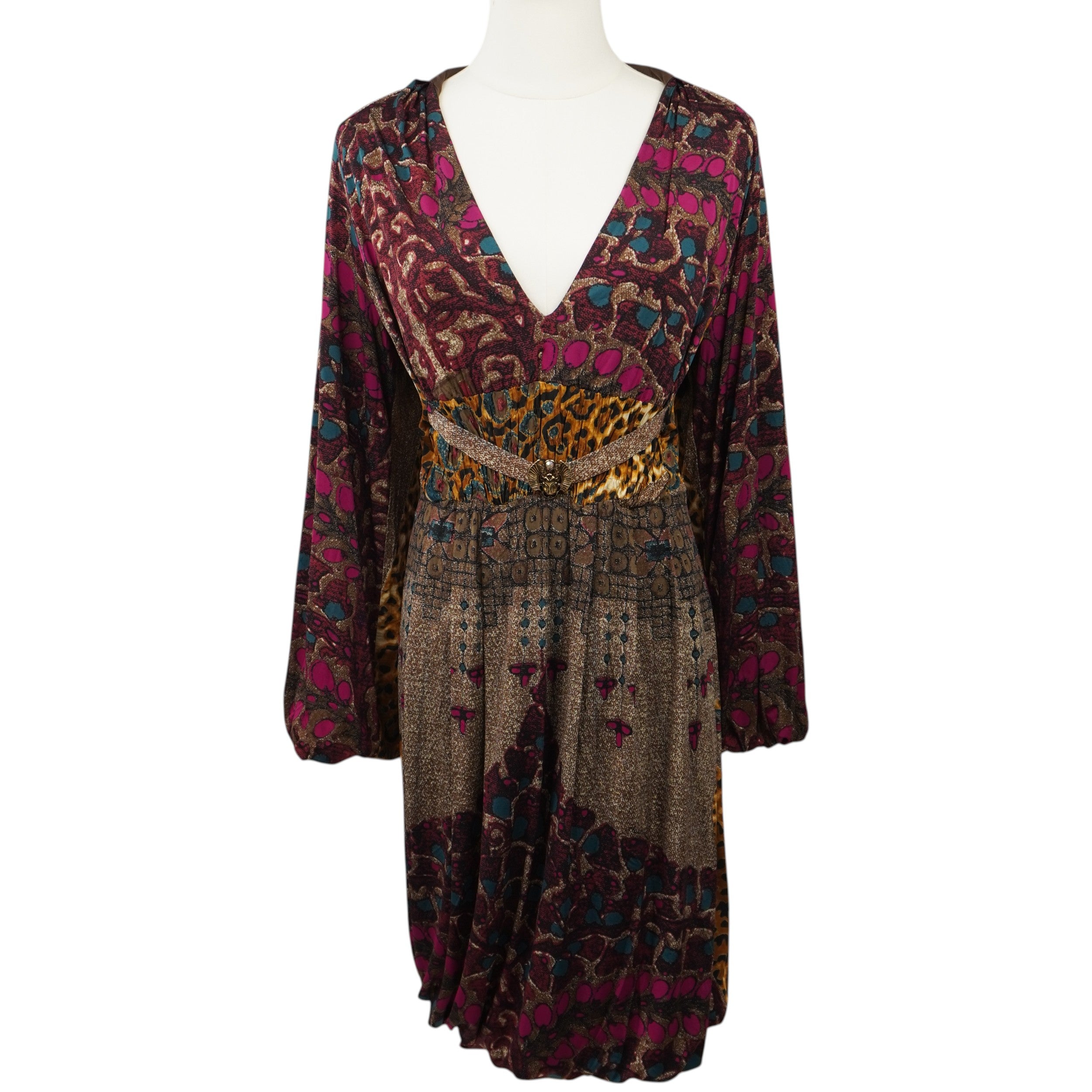 Abito Class Roberto Cavalli - Maxi Dress Boho-Chic con Fibbia Scarabeo