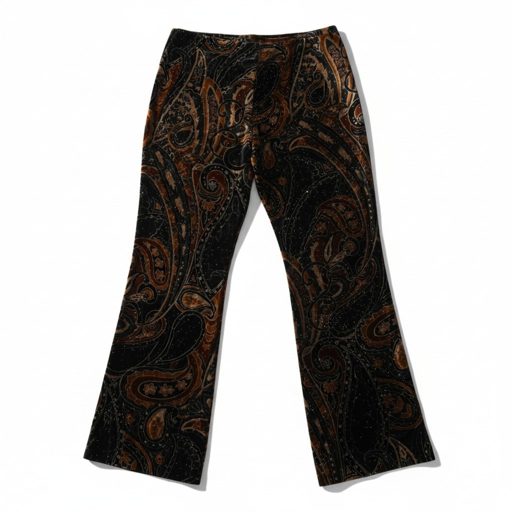 Pantaloni svasati d'archivio Class Roberto Cavalli in pregiato velluto di seta e viscosa