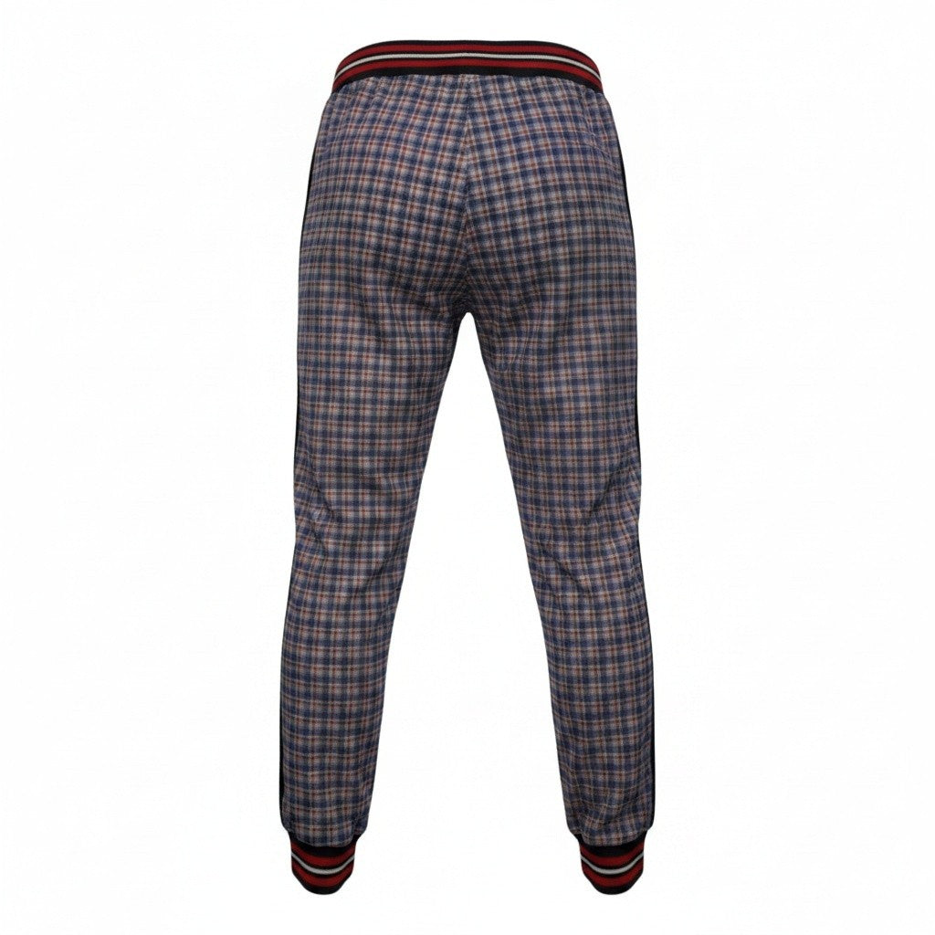 Retro pantaloni jogger da uomo Lonsdale a quadri tartan con vita e polsini alle caviglie a coste