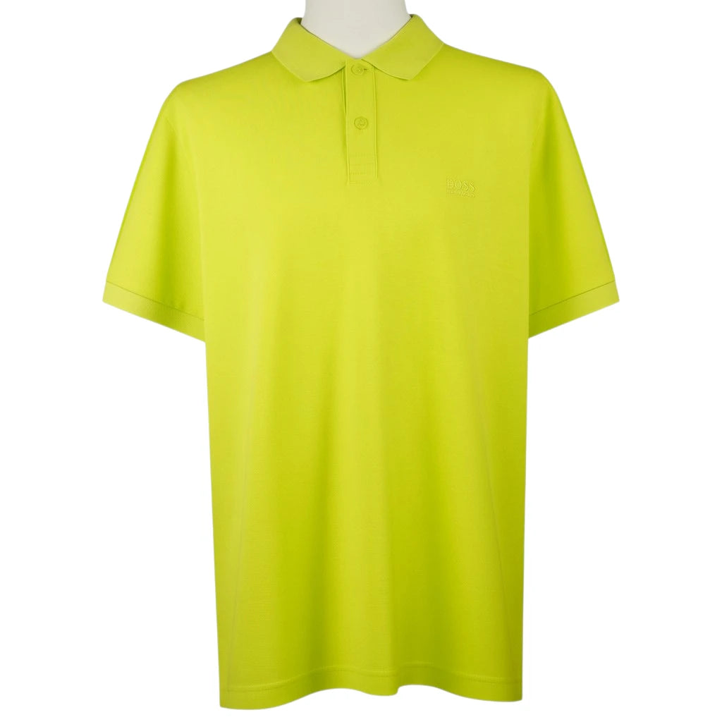 Polo BOSS Hugo Boss Modello "Piro" Regular Fit in Cotone Pima – Verde Lime Fluo – Taglia XXL