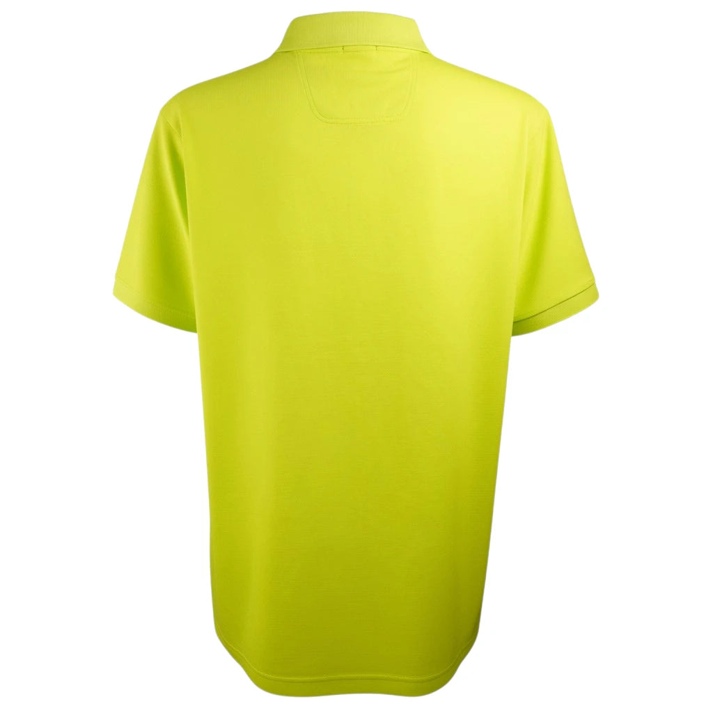 Vista posteriore completa della polo da uomo BOSS Hugo Boss in cotone pima verde lime