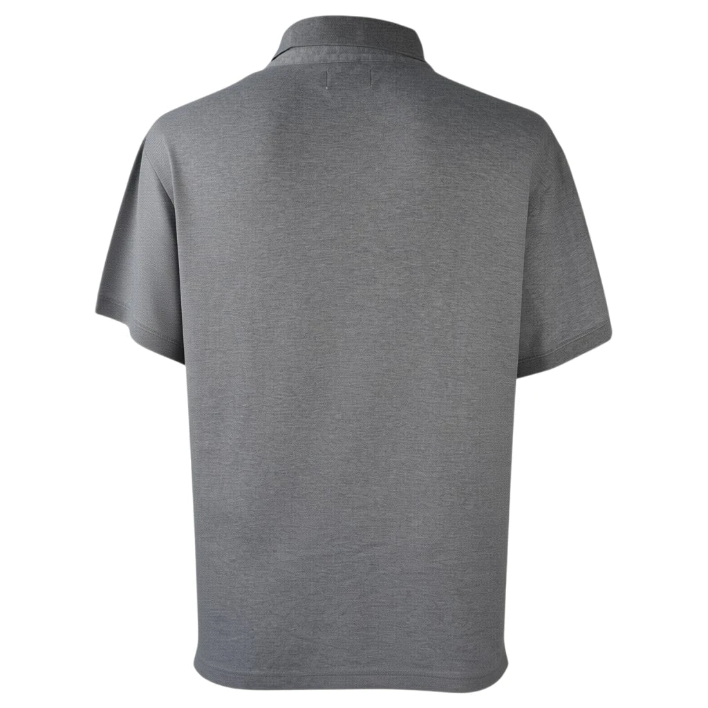 Vista posteriore completa della polo grigio melange Calvin Klein Slim Fit da uomo