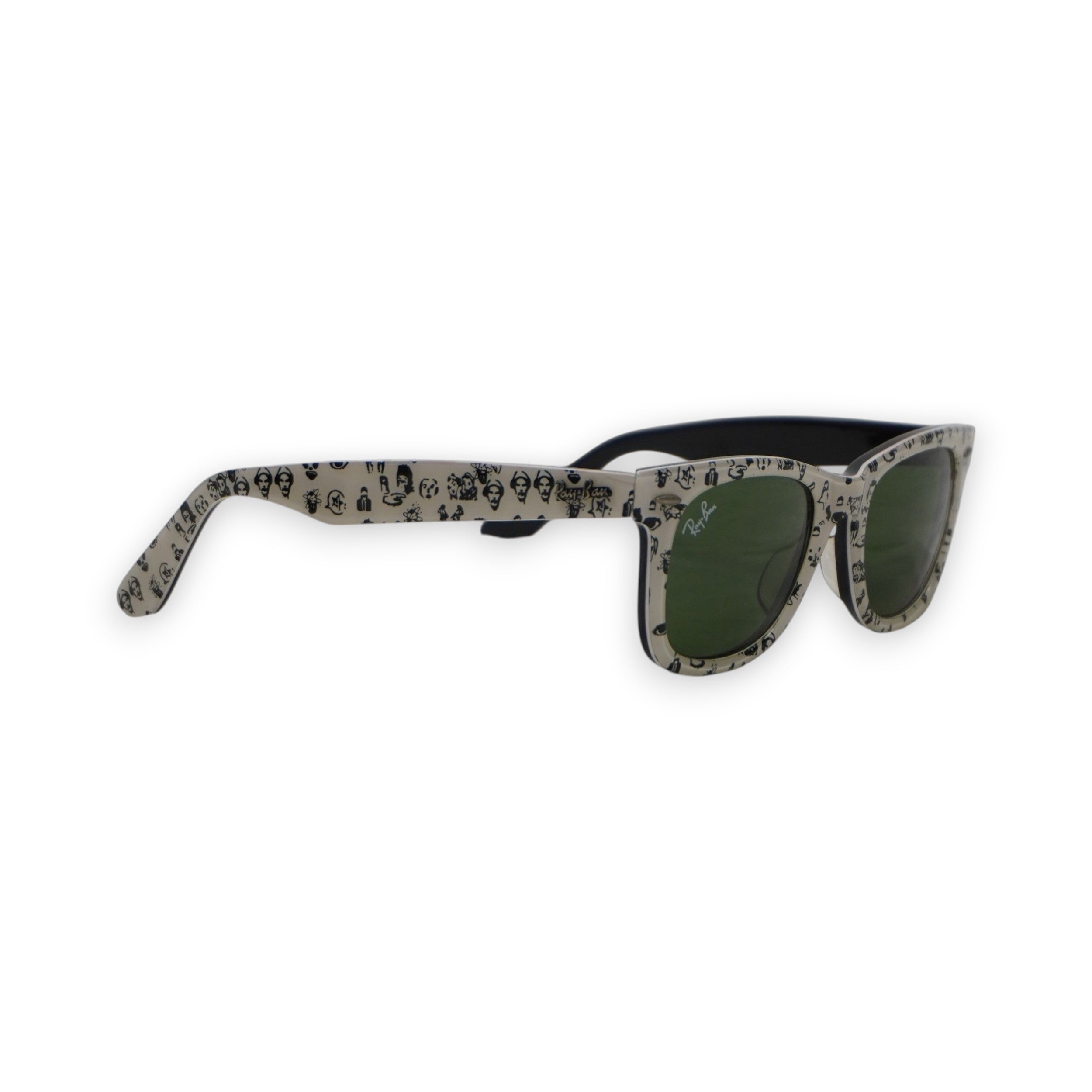 Montatura occhiali Ray-Ban Wayfarer 1047 vista di profilo con icone fumetto