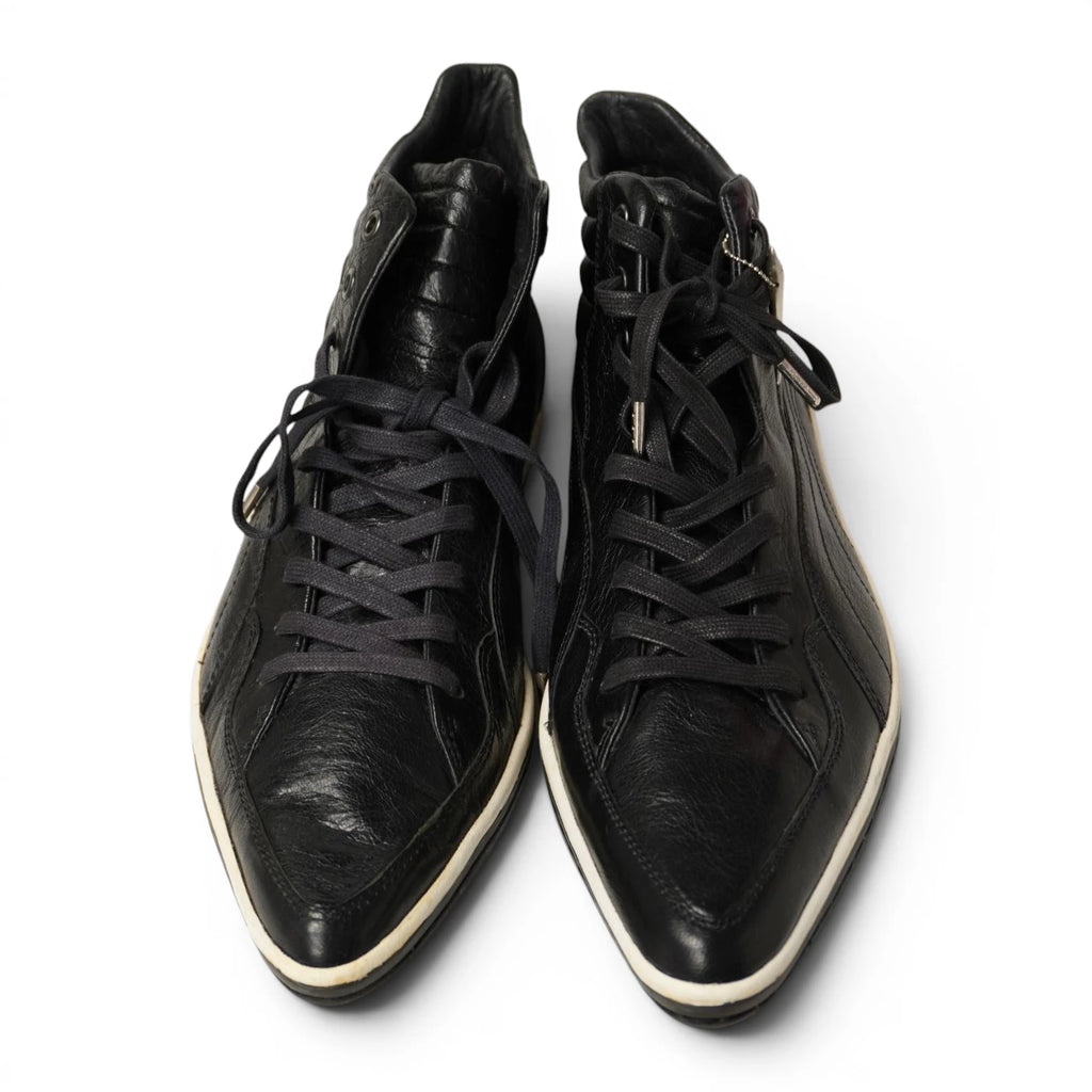 Retro sneaker uomo Puma x Alexander McQueen Scythe Mid in pelle nera con tallone a coste